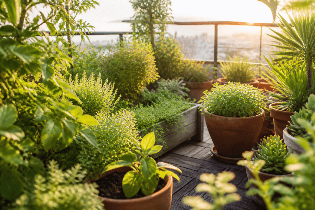 Capas en macetas para mini-jardines urbanos